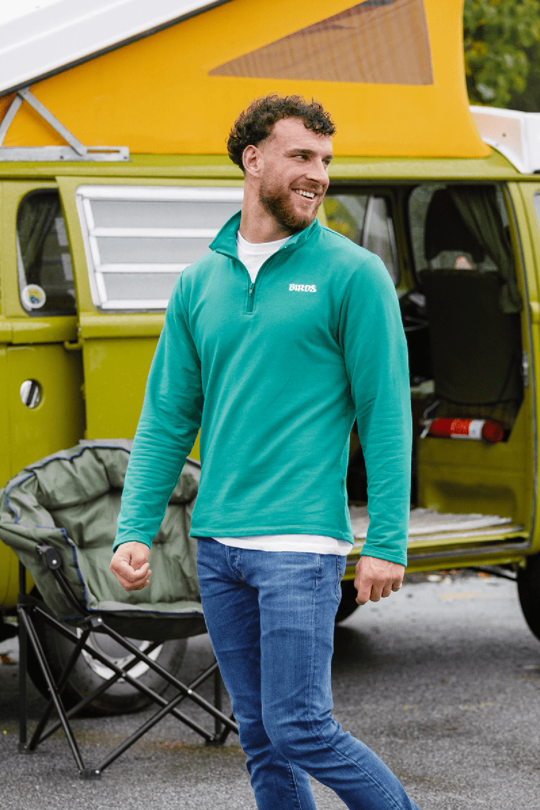 Mens Birds Cotton Fleece Quarter Zip Long Sleeve |Boathouse