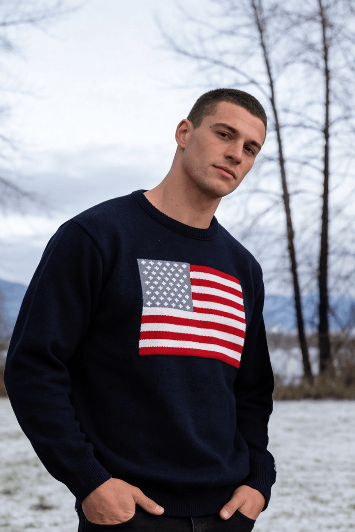 BRIEFING HOL MEN’S BG FLAG CREWNECK KNIT Unisex American Flag Knit Crew | Boathouse Sports