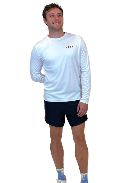 Front of Unisex U.S.A UV Protection Long Sleeve on man