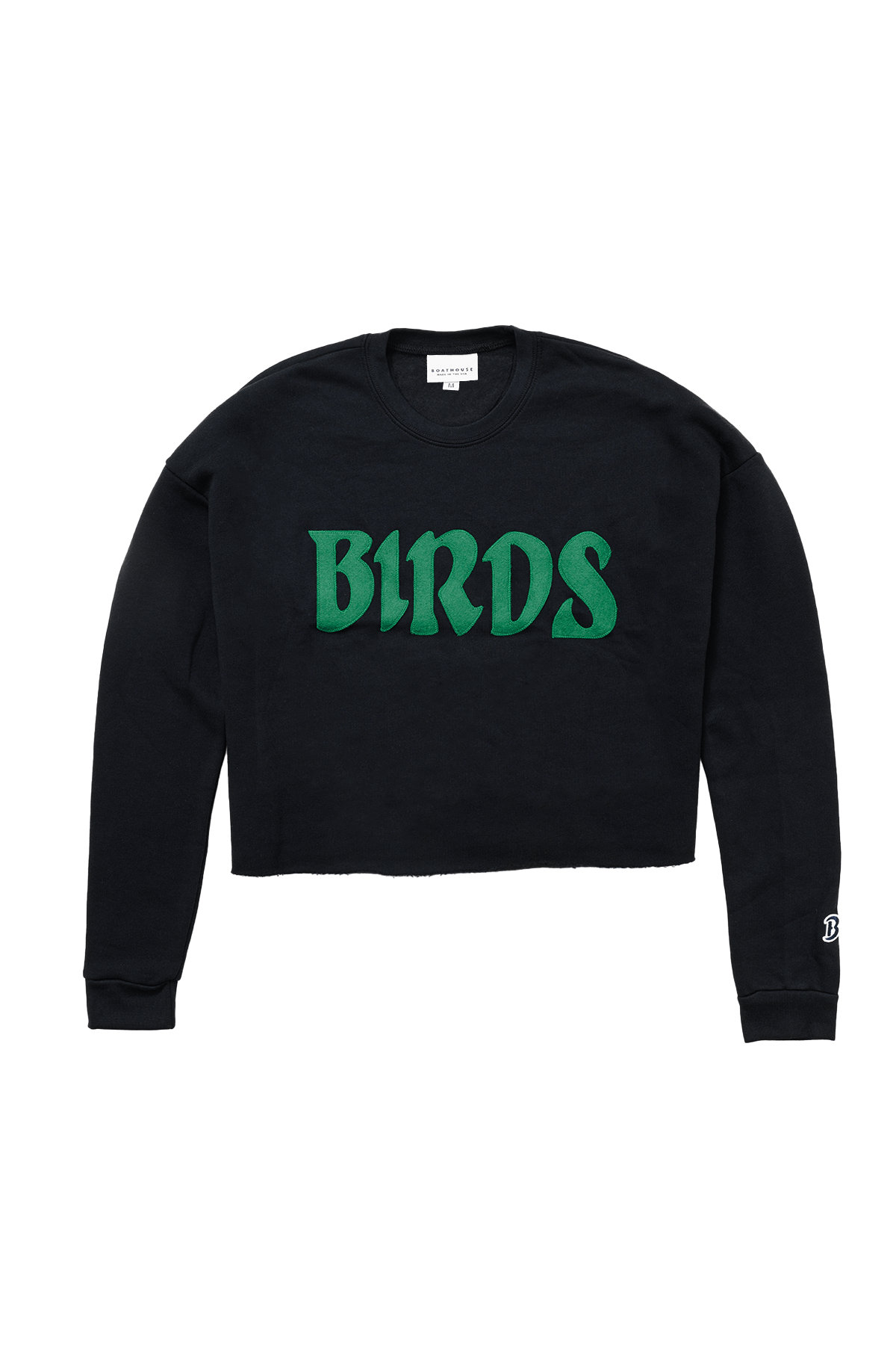 Women's Birds Felt Cropped Sweatshirt Black / X-Small