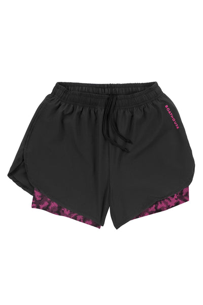 BOATHOUSE Women's Double Layer Hi-VIs Training Shorts Pink Hi-Vis / X-Small