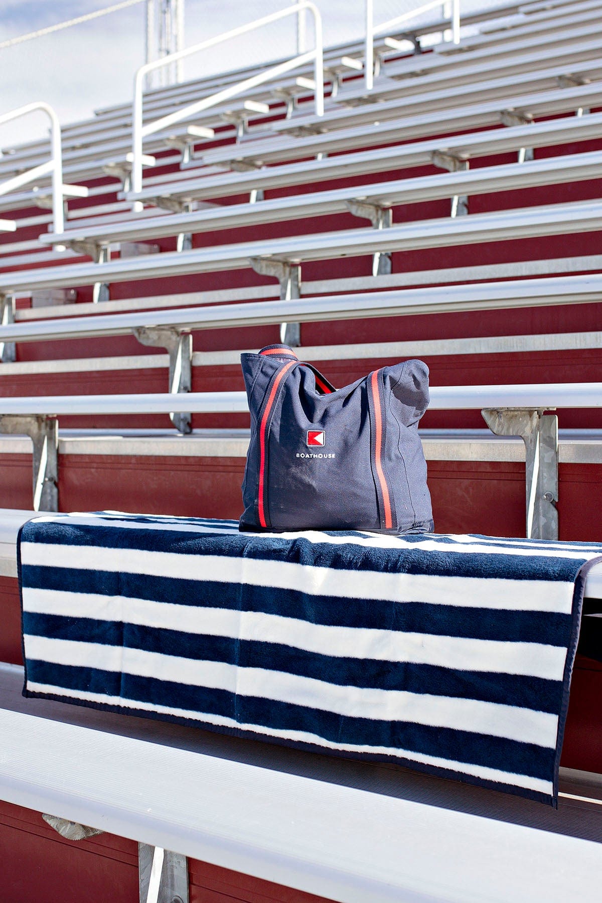 Chappy x Boathouse Classic Navy Stripe Water Resistant Outdoor Blanket Navy
