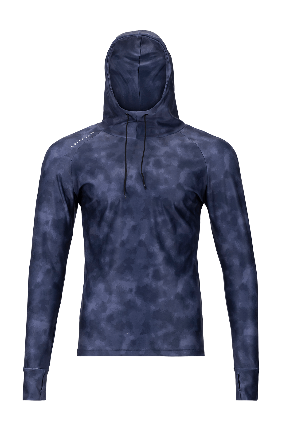 Men's Denim Wash Hooded Compression Top Navy / Small