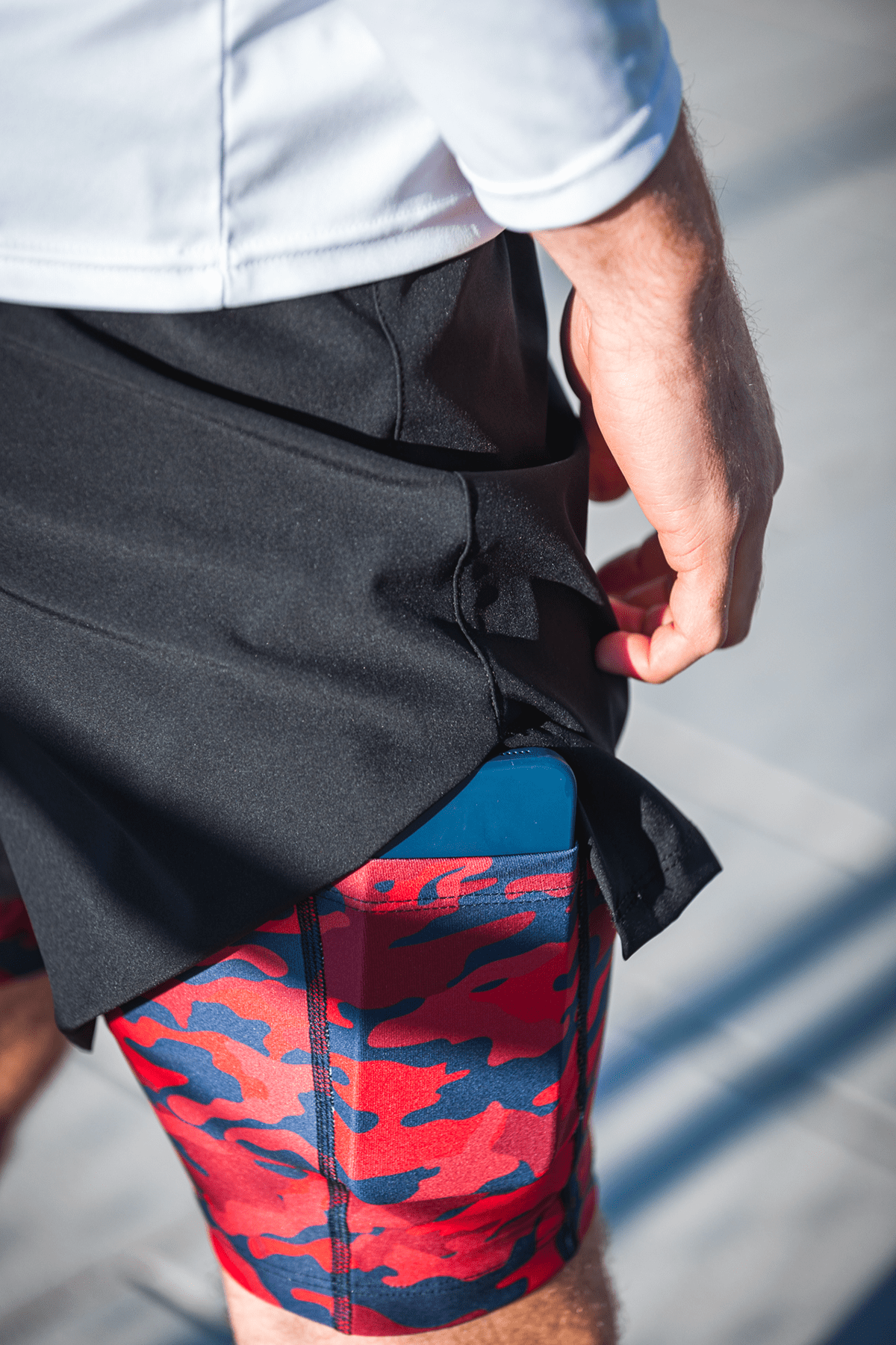 New Fashion Men False Two Layers Leisure Sports Shorts Trousers