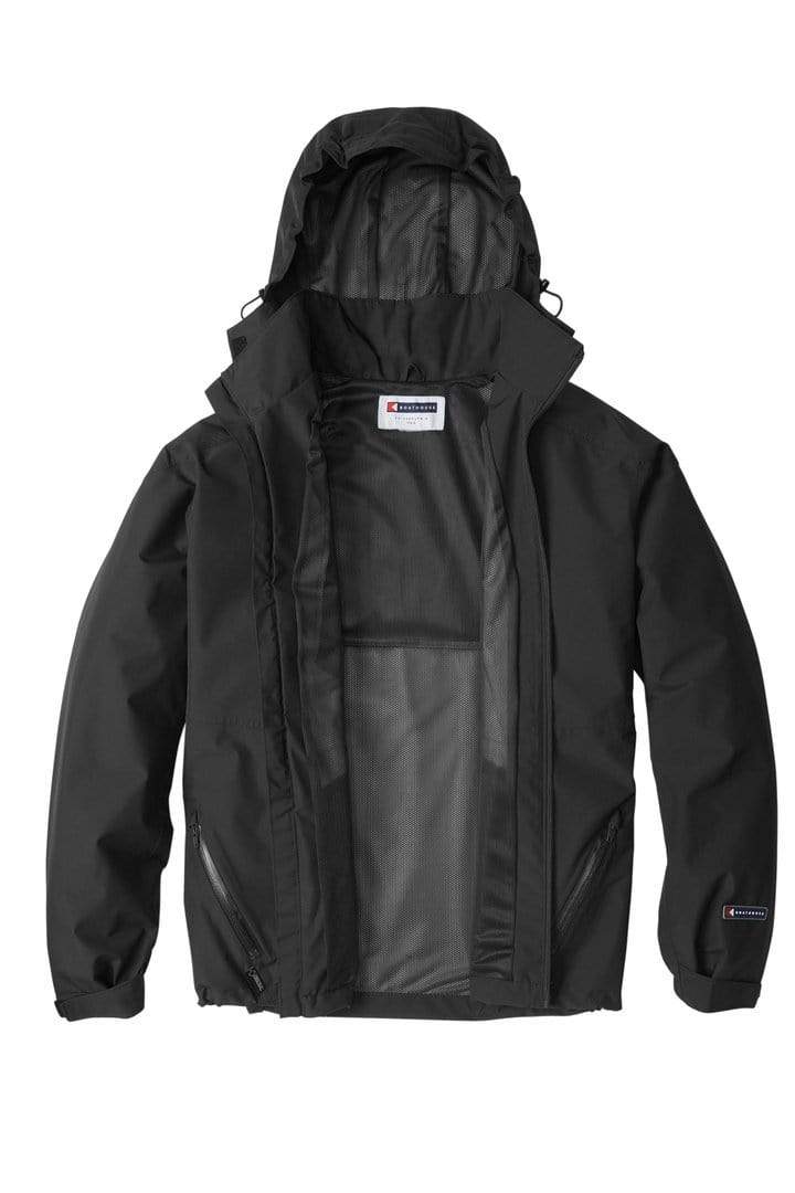 Front of Black Boathouse Men's GORE-TEX® Waterproof Barrier Jacket with hood